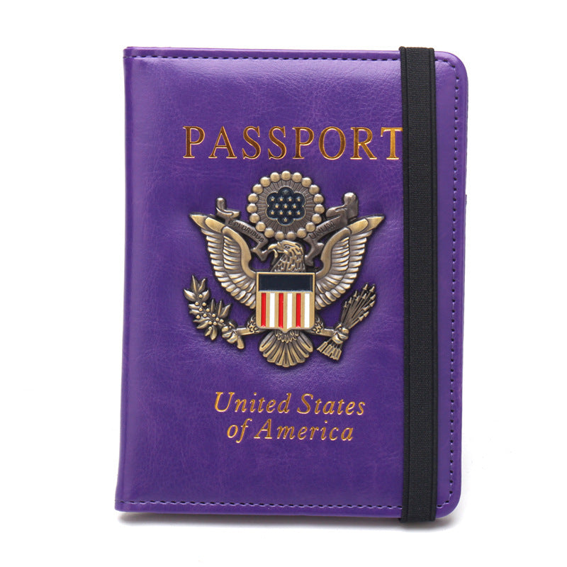 RFID Blocking Passport Holder for Women Men with 3D Metal Badge