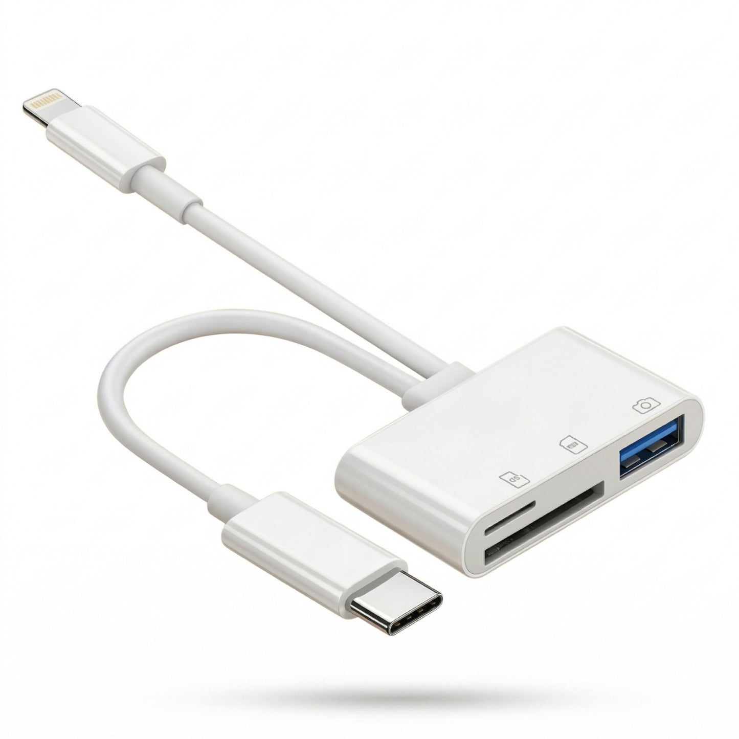 Card Reader for iPhone with USB Camera Adapter Dual Connector