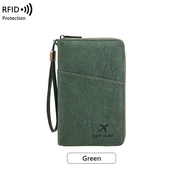 Family Passport Holder Wallet RFID Blocking Zippered Passport Wallet
