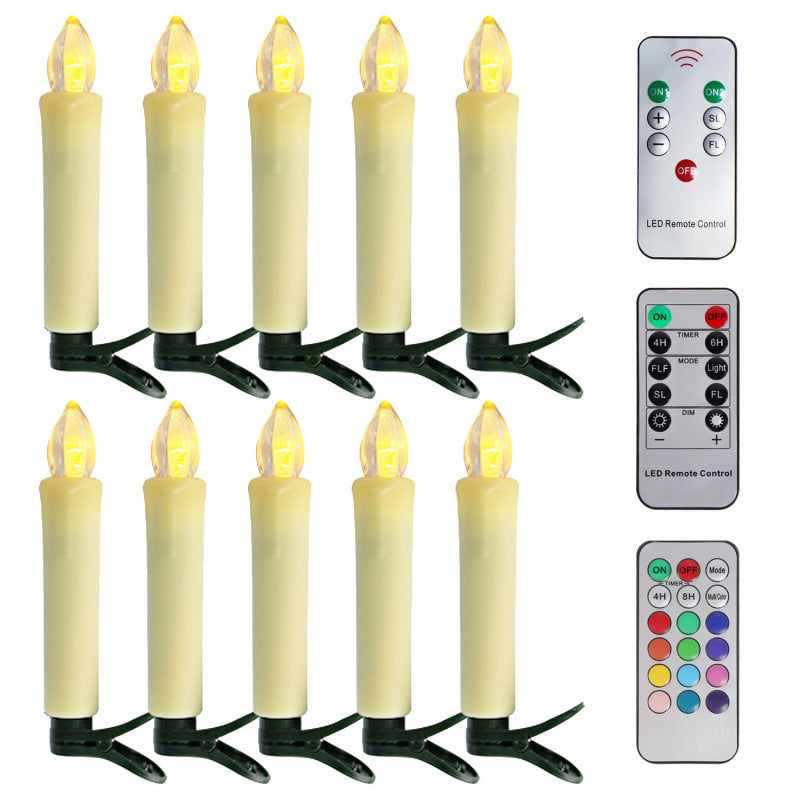 10Pack LED Flameless Candle Clip Lights with Remote,Batteried(AAA) Dimmable Lights