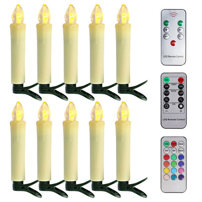 10Pack LED Flameless Candle Clip Lights with Remote,Batteried(AAA) Dimmable Lights