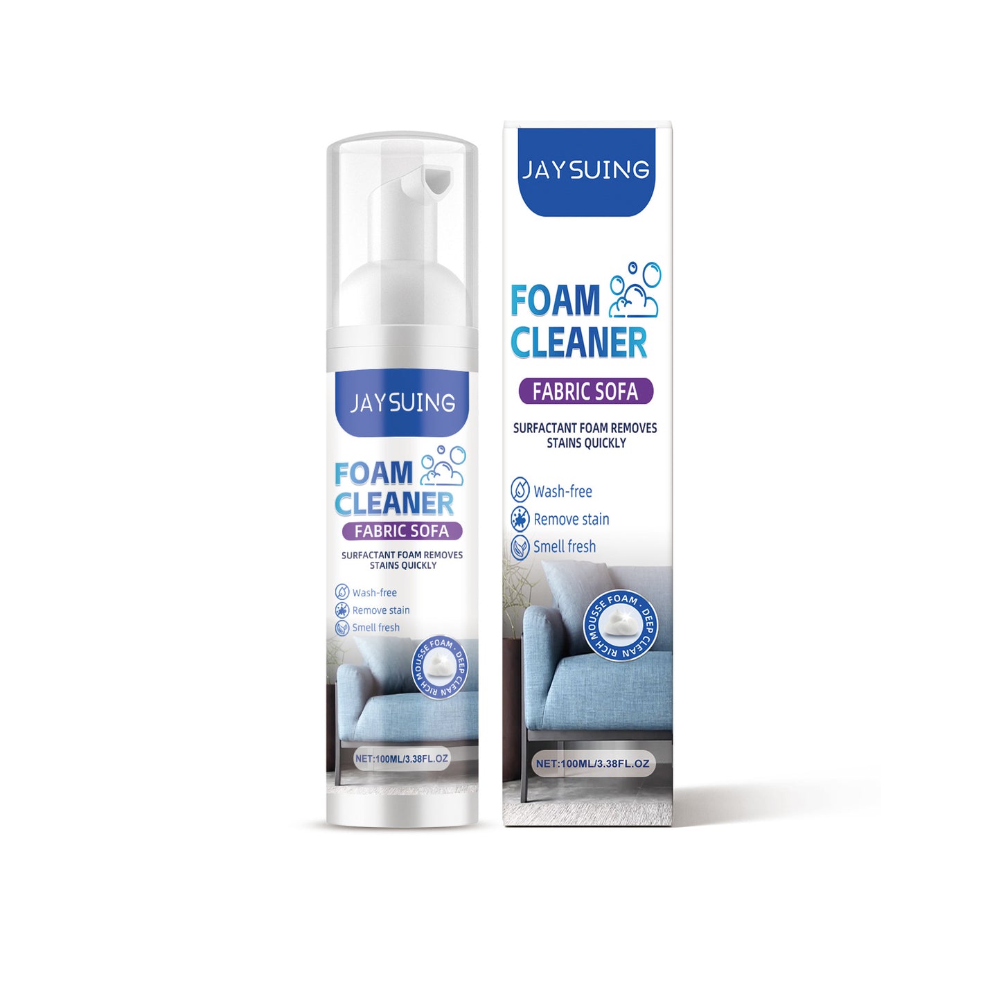 Fabric Sofa Foam Cleaner, Multi-Purpose Stain & Odor Remover for Upholstery, Curtains & Mattresses