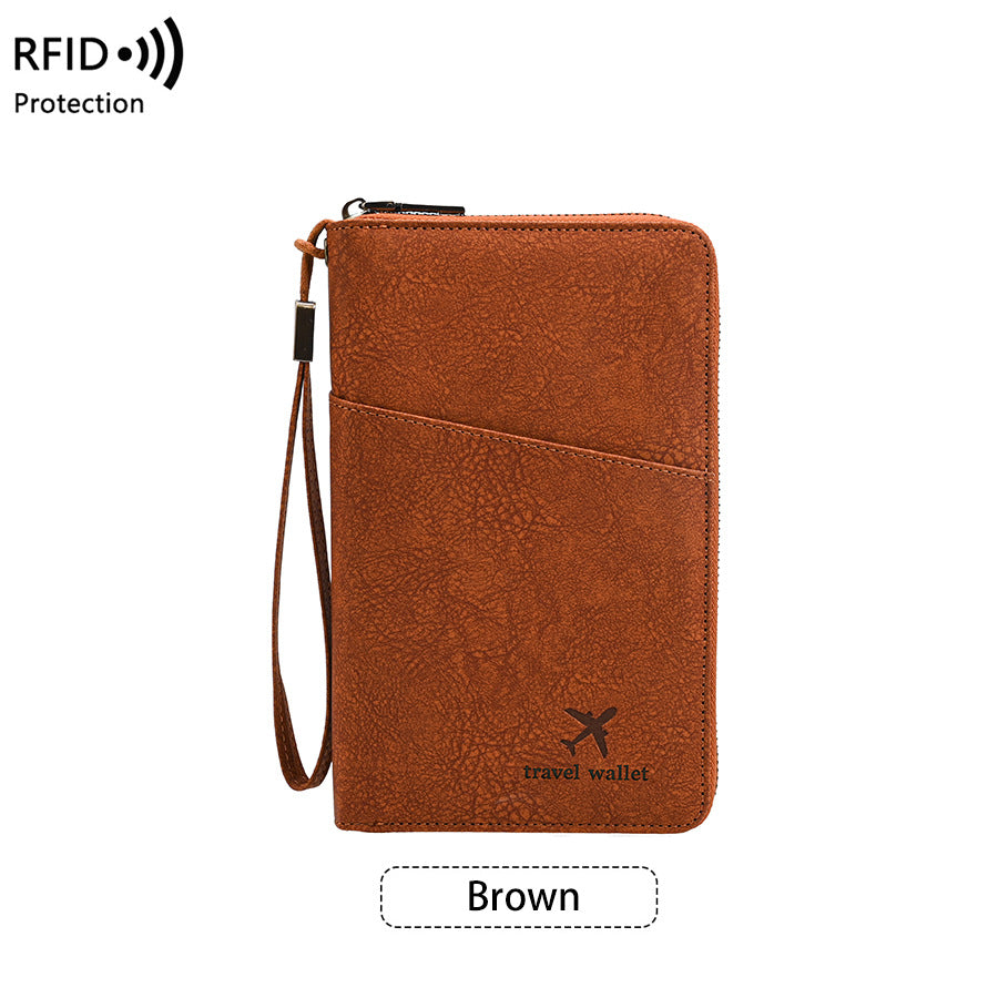 Family Passport Holder Wallet RFID Blocking Zippered Passport Wallet