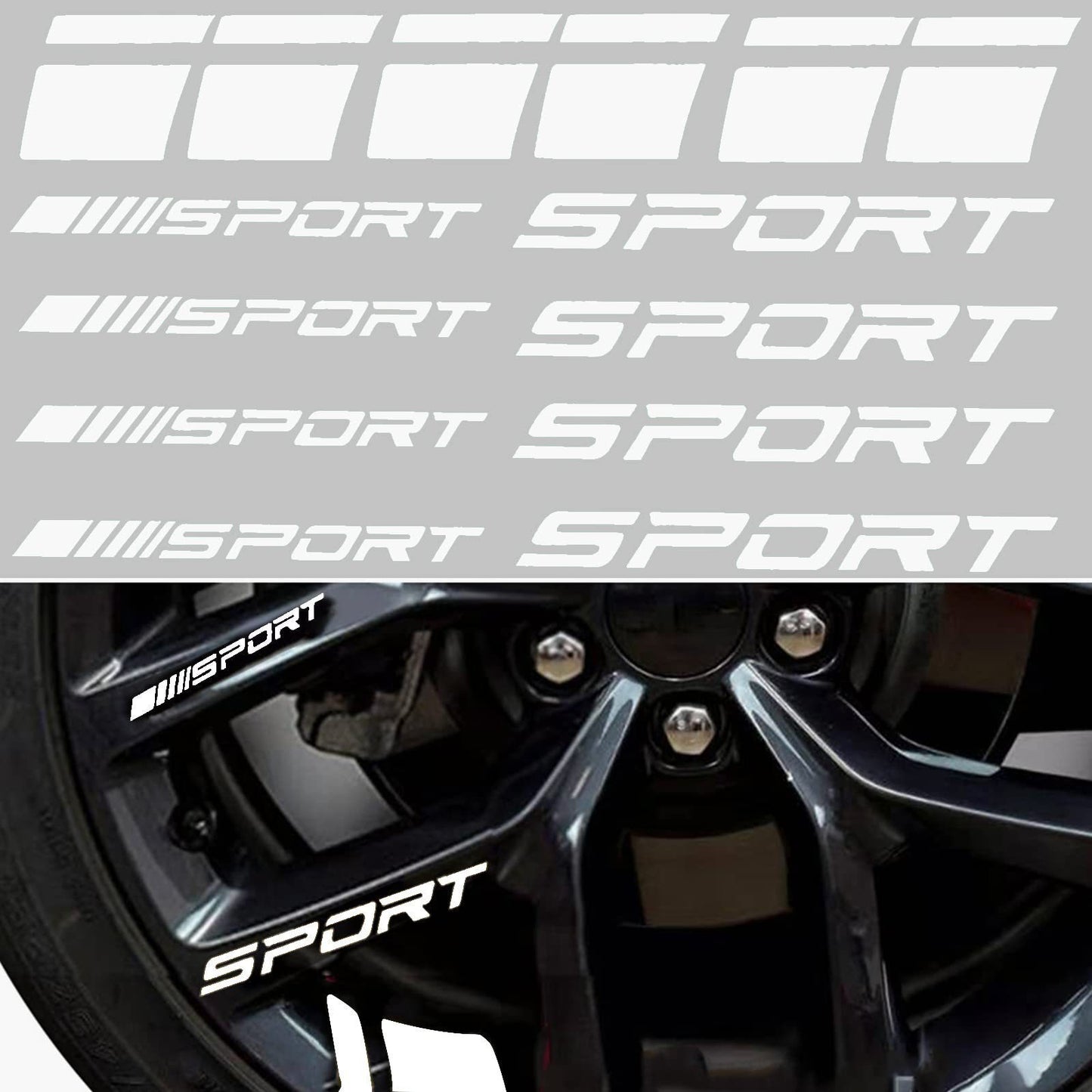 14pcs Car Decal Stickers,Wheel Rim Decal Sticker,Sport Logo Reflective Stickers