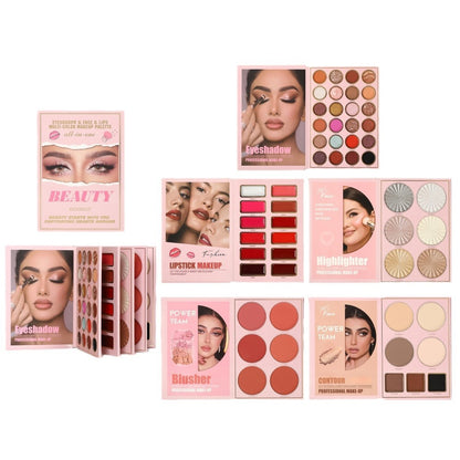 Makeup Book Palette, 5-Layer Book-Style Foldable Makeup Gift Set, 55-Color Eyeshadow Palette