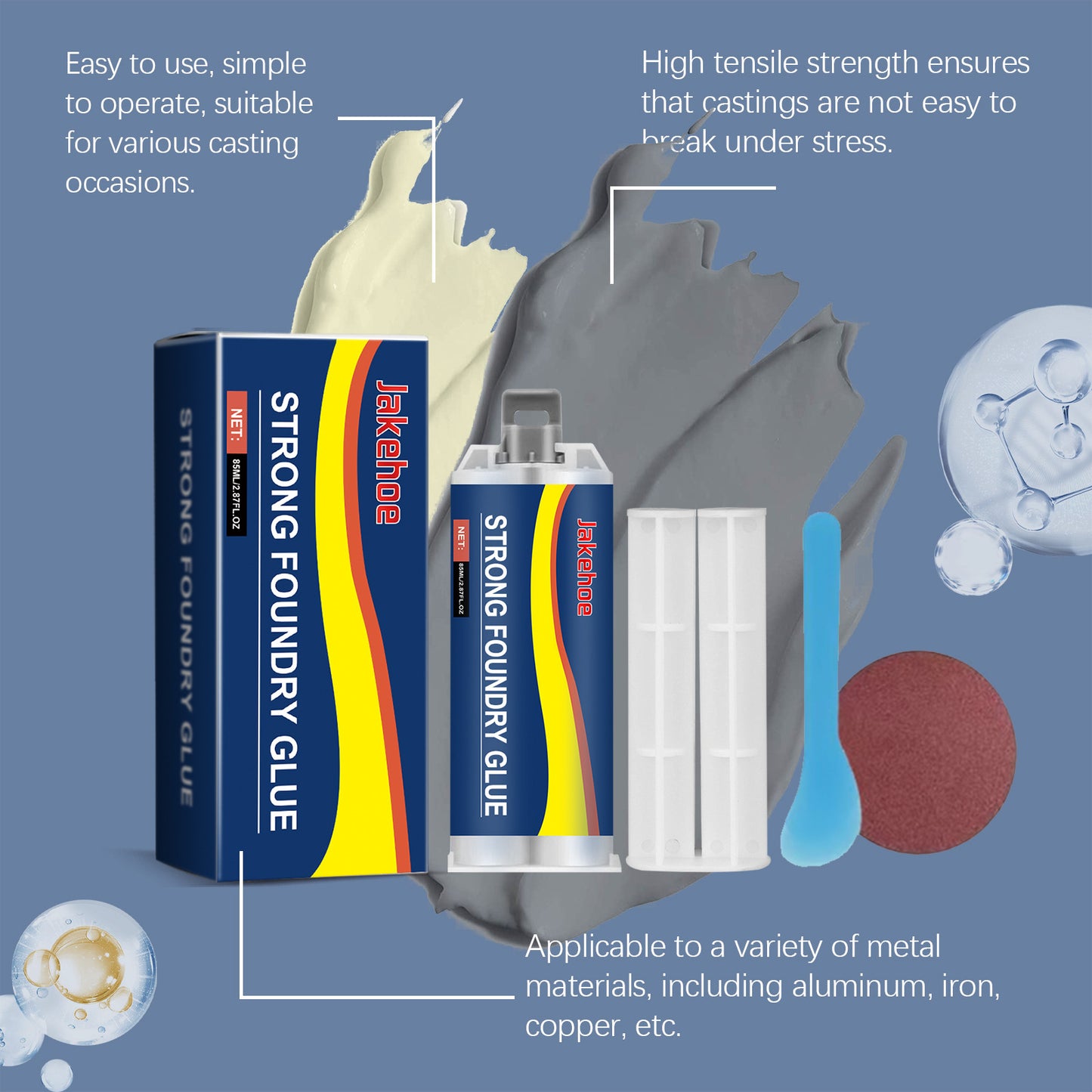 1Set Strong Foundry Glue for Metal, Metal Repair Glue, Super Glue for Metal