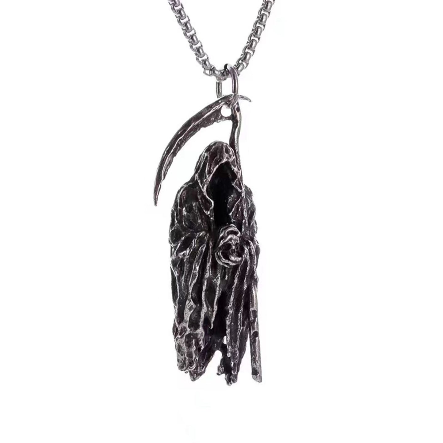 Gothic Grim Reaper Scythe Skull Necklace,The Reapers Pendant Set
