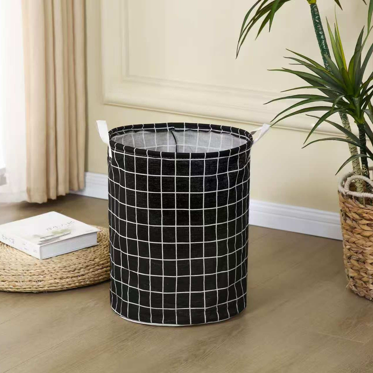 Laundry Basket Canvas Fabric Collapsible Organizer Basket for Storage Bin Toy Bins Gift Baskets Bedroom Clothes