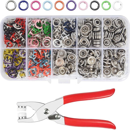 100 Sets Craftsmanship DIY Metal Snaps Buttons with Fastener Pliers Press Tool Kit for Sewing and Crafting