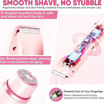 2-in-1 Bikini Trimmer & Shaver,Cordless Electric Razor for Women Wet/Dry Pubic Hair Trimmer
