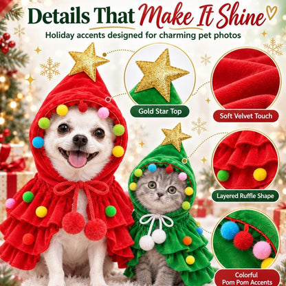 Christmas Tree Pet Costume Dog Outfit Xmas Cape Clothes for Cat Puppy Cloak