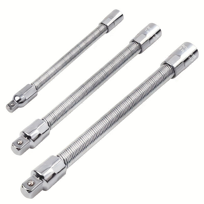 Flexible Socket Extension Bar Set, 360 Flex Rod for Impact 1/4 3/8 1/2 Inch Bendable Drive Extension Rods