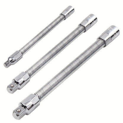 Flexible Socket Extension Bar Set, 360 Flex Rod for Impact 1/4 3/8 1/2 Inch Bendable Drive Extension Rods