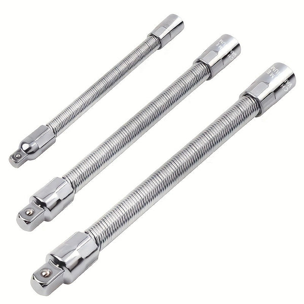 Flexible Socket Extension Bar Set, 360 Flex Rod for Impact 1/4 3/8 1/2 Inch Bendable Drive Extension Rods