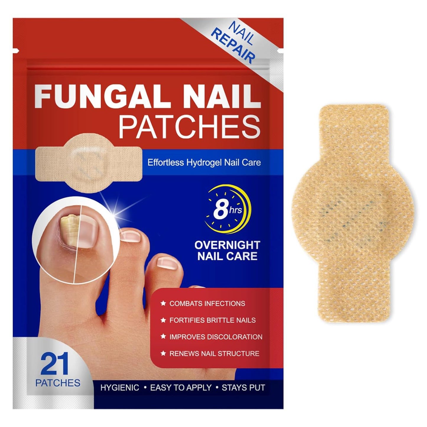 Fungal Nail Patches, Toenail Treatment Extra Strength, Nail Repair for Damaged Nails 21Pcs/Pack