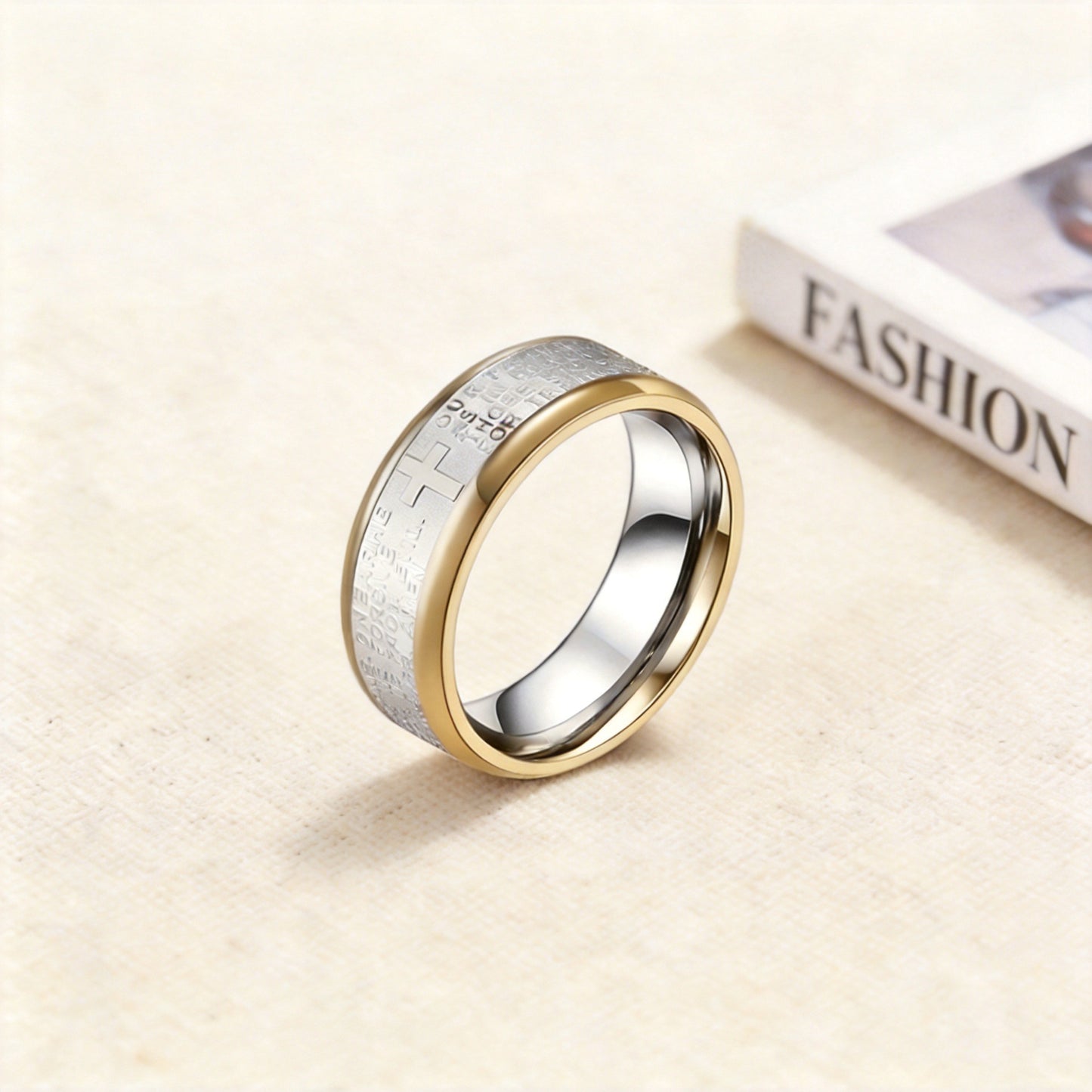 Prayer Stainless Steel Ring | 316L, Lord's Prayer Rotatable Ring