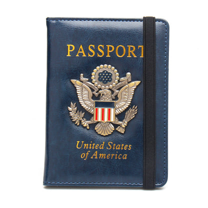 RFID Blocking Passport Holder for Women Men with 3D Metal Badge