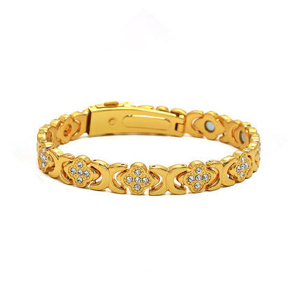 Women's High-Strength Magnetic Four-Leaf Clover Bracelet — Oval Magnets, Adjustable Length Design