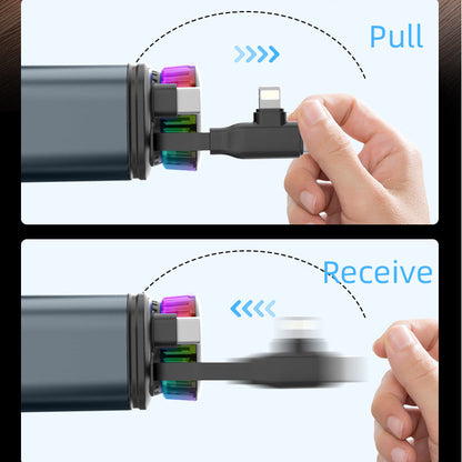 Retractable Car Charger USB C Fast Charging 120W Aromatherapy Starlight