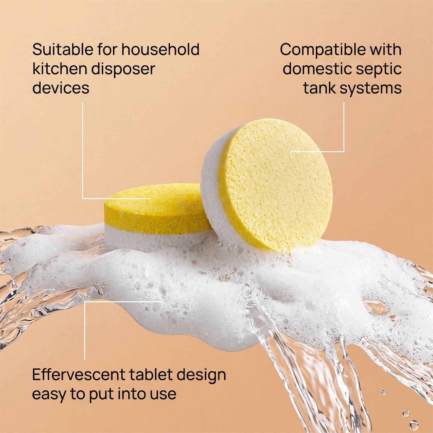 Garbage Disposal Cleaner Deodorizer Tablets 12 Pack Powerful XL Foaming Tablets with Fresh Citrus Scent