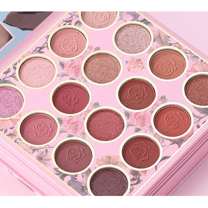4-In-1 Pink Flip Makeup Book, Portable All-In-One Palette For Basic Eyeshadow, Blush, Lip Gloss & Bronzer
