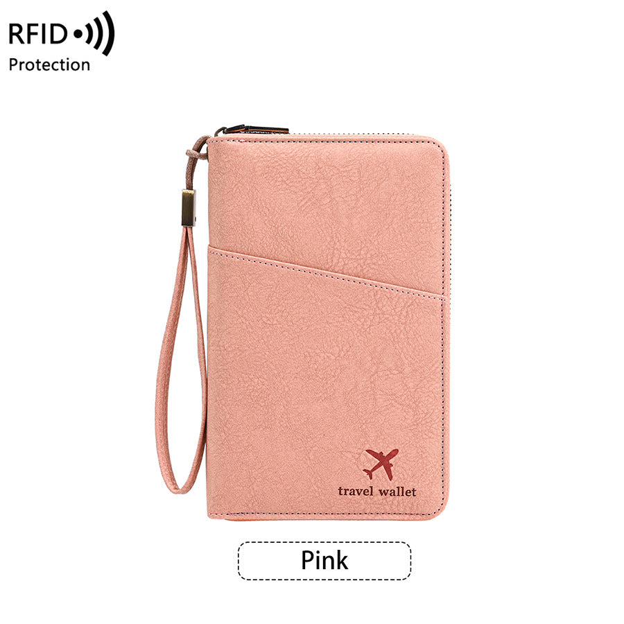 Family Passport Holder Wallet RFID Blocking Zippered Passport Wallet