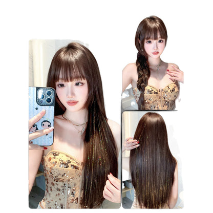 One-Piece Colored, Shimmering Lurex & Laser-Effect Highlight Hairpiece 3s Wear and Go for Party Daily Travel Birthday