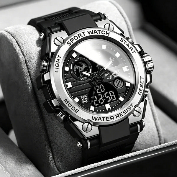 Men's Sporty Digital Watch with Luminous Dial, Alarm & Date Display
