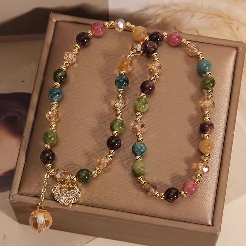 Money Wealth Crystal Bracelet Set Multi Stone Beaded Feng Shui Jewelry