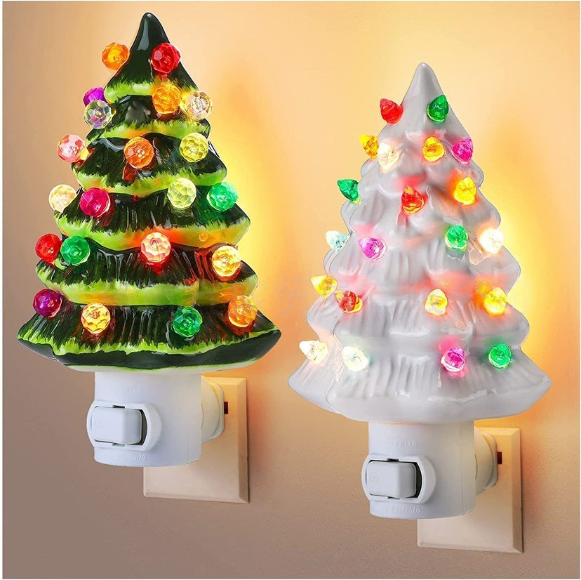 LED Christmas Tree Night Light, Colored Bulbs Nightlight with Switch