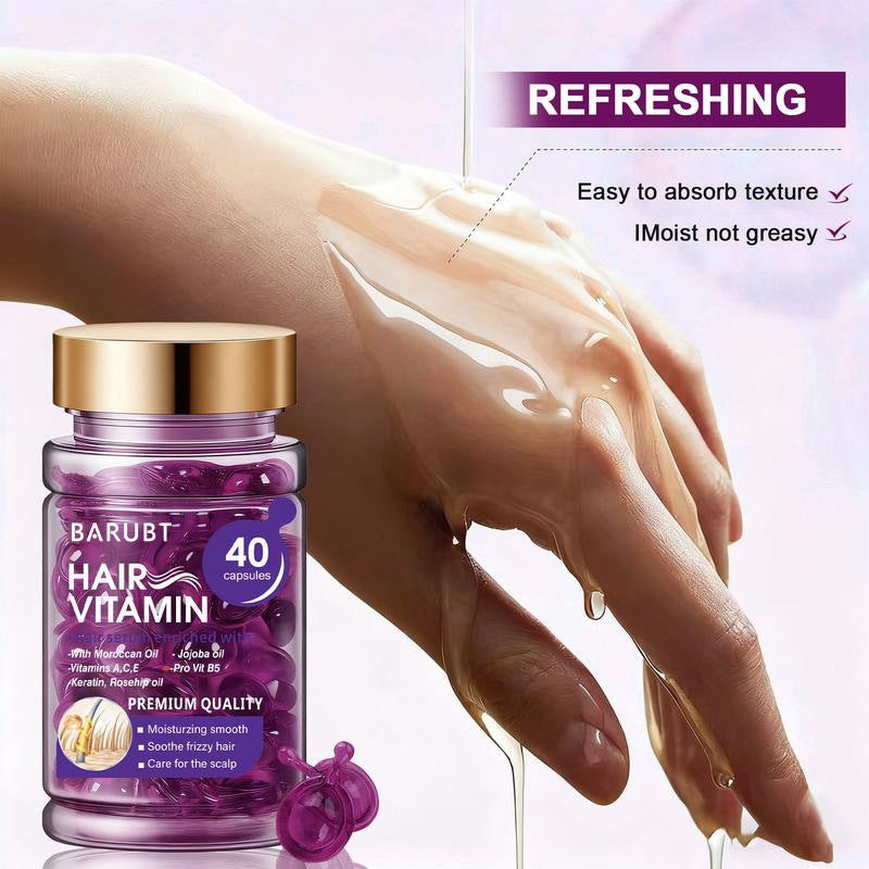 Hair Oil Capsules (40-Count) – Contains Keratin, Argan Oil, and Jojoba Oil