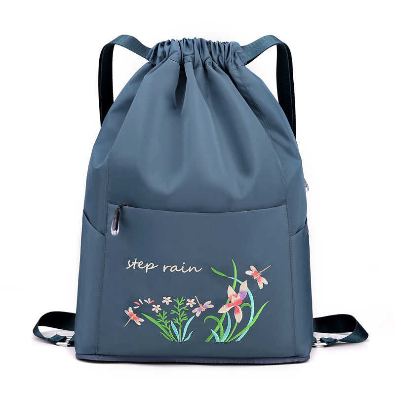 Foldable Women Drawstring Backpack, Shopping Bag, Waterproof Portable Travel Backpack