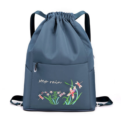 Foldable Women Drawstring Backpack, Shopping Bag, Waterproof Portable Travel Backpack