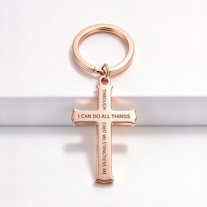 I Can Do All Things Cross Keychain - Christian Faith Gift