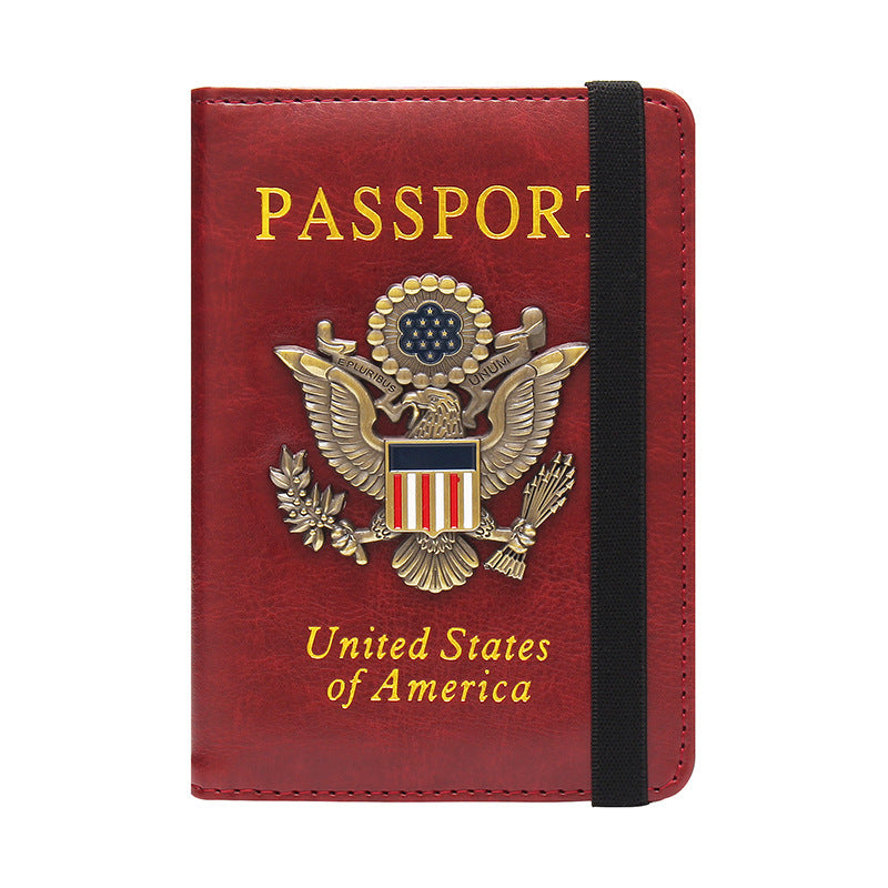 RFID Blocking Passport Holder for Women Men with 3D Metal Badge