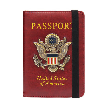 RFID Blocking Passport Holder for Women Men with 3D Metal Badge