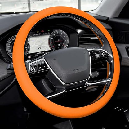 Silicone Car Steering Wheel Protective Cover, 33-40 CM Anti-Slip Soft Comfortable Steering Wheel Cover