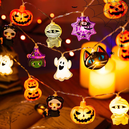 3M 20 LED Halloween String Lights with Remote, USB Powered Cute Pumpkin Ghost Mummy Black Cat Decorative Lights