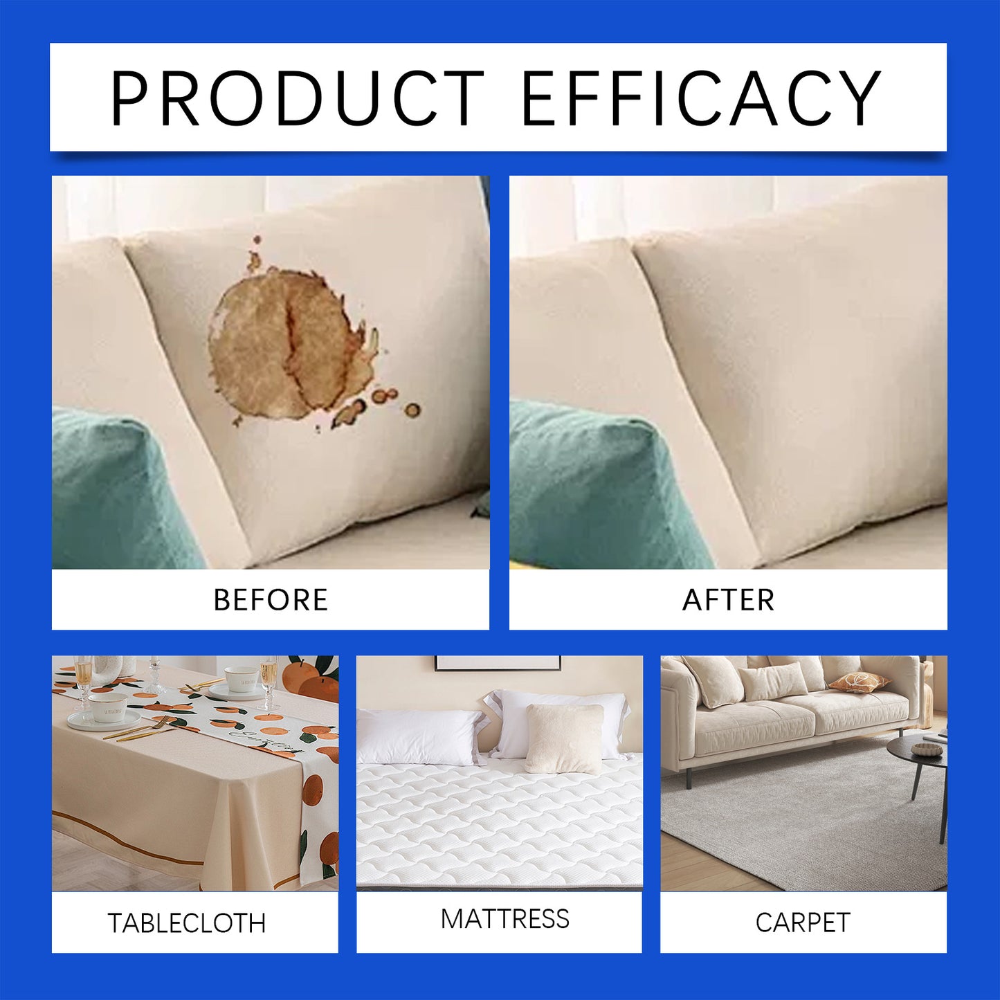 Fabric Sofa Foam Cleaner, Multi-Purpose Stain & Odor Remover for Upholstery, Curtains & Mattresses