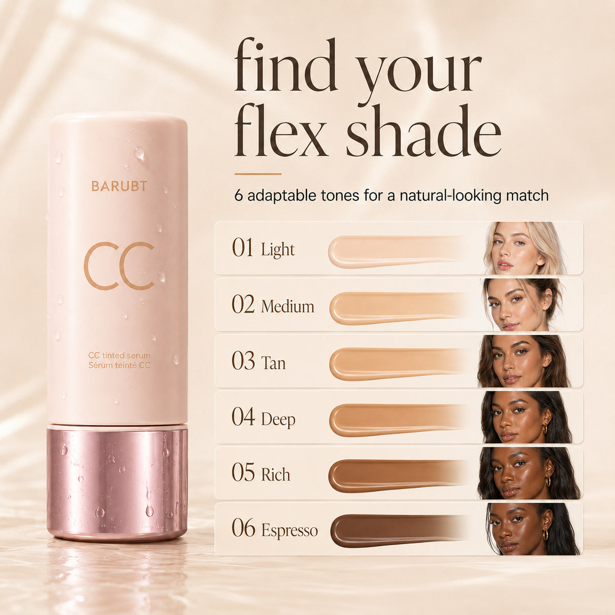 CC Tinted Serum — Color-Correcting Tinted Serum, Lightweight Coverage, No-Makeup Makeup Waterproof