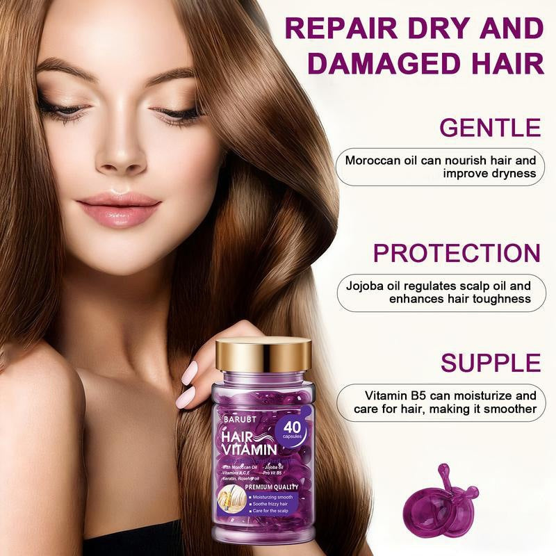 Hair Oil Capsules (40-Count) – Contains Keratin, Argan Oil, and Jojoba Oil