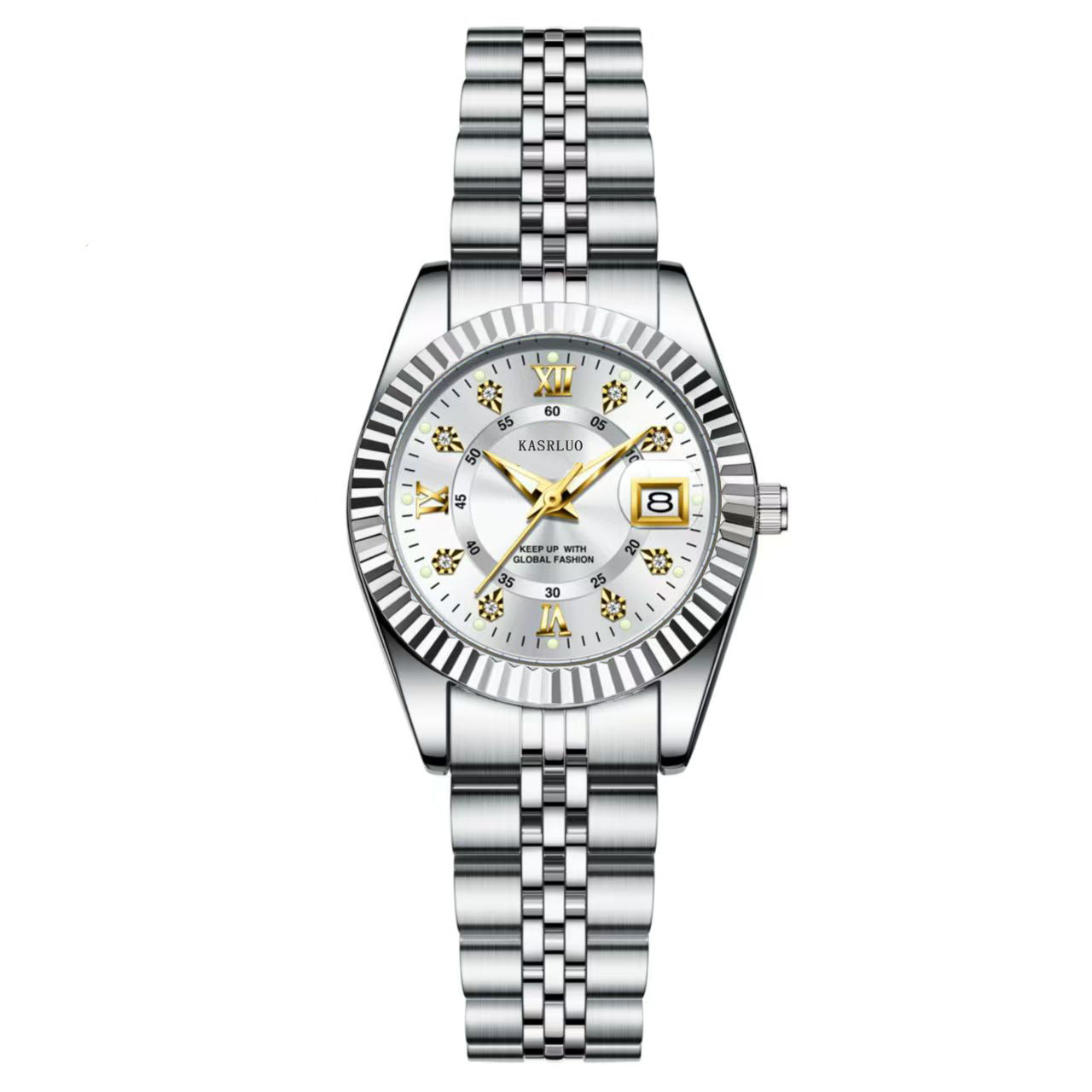 Luxury Watch for Woman Luminous Waterproof Date Stainless Steel Diamond Ladies Watch