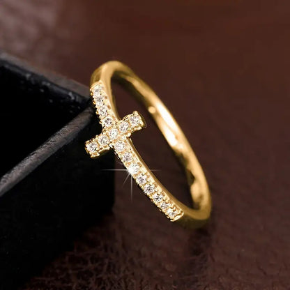 Eternity Promise Ring for Her Saint John Sideway Cross Ring
