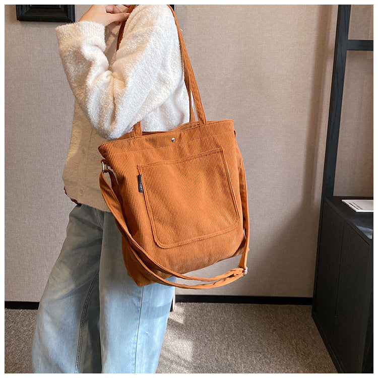 Corduroy Tote Bag for Women Girls Classic Corssbody Tote Bag with Adjustable Strap