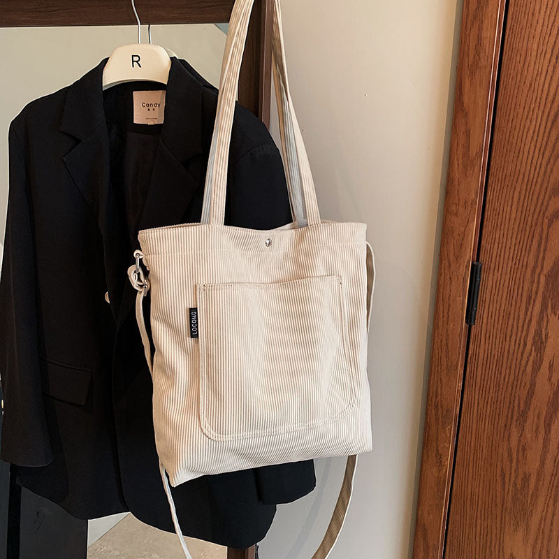 Corduroy Tote Bag for Women Girls Classic Corssbody Tote Bag with Adjustable Strap
