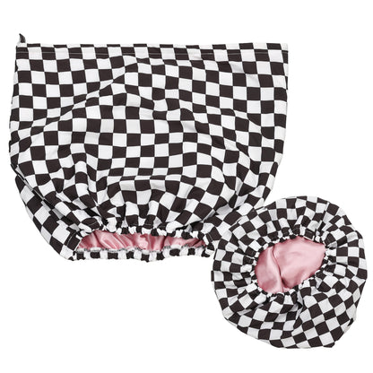Luxury Satin-Lined Flexi Shower Caps Reusable Waterproof - Large Wide Shower Cap for Women