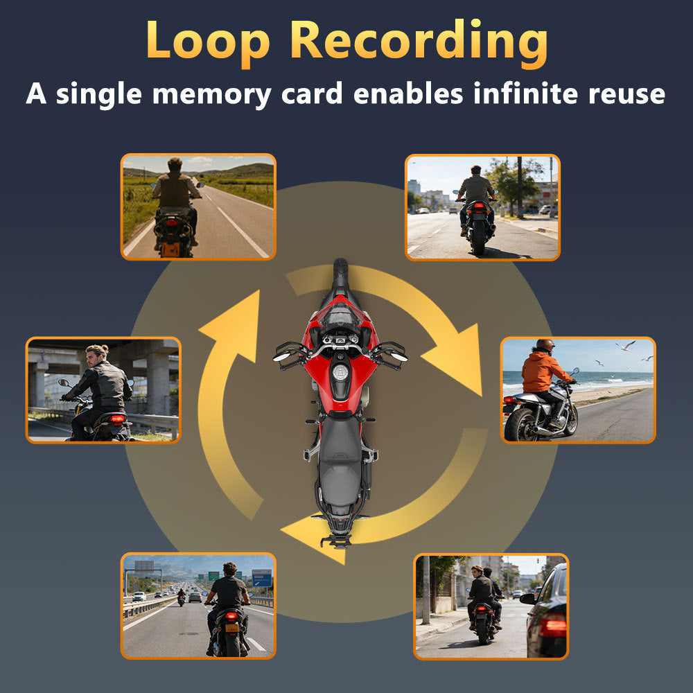Portable Waterproof 2K HD Motorcycle Dash Cam with Wi-Fi
