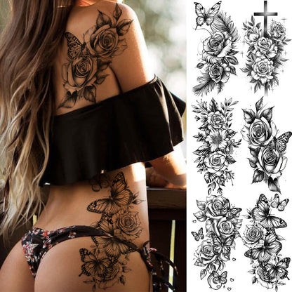 6 Sheets Temporary Tattoos for Women and Men Body Arm Back, Realistic Waterproof