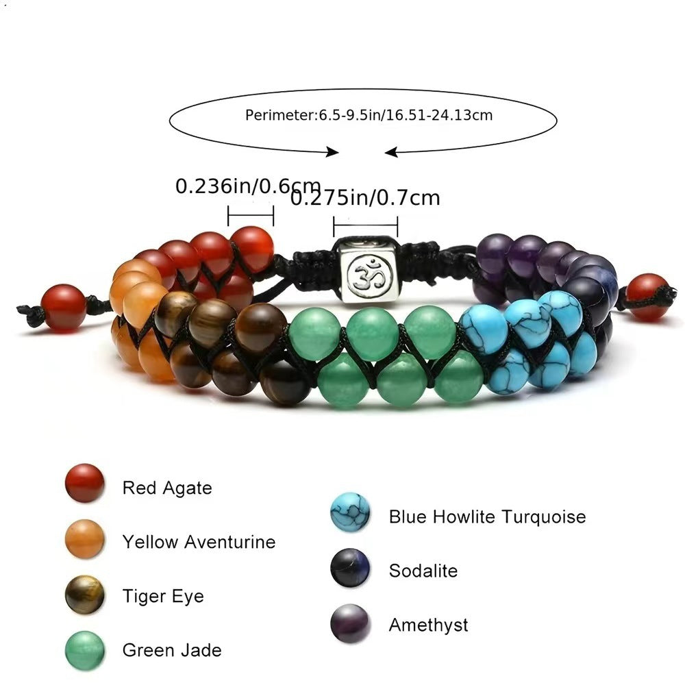 7 Chakra Beaded Bracelets Anxiety Jewelry | Natural Gemstones Alloy Pendant Adjustable