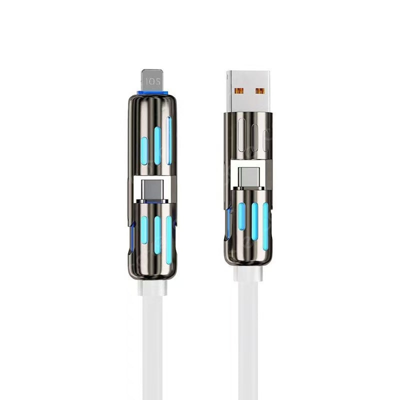 4-in-1 Fast Charging Cable with LED Indicator, 5ft 240W USB C Multi Charger Cord